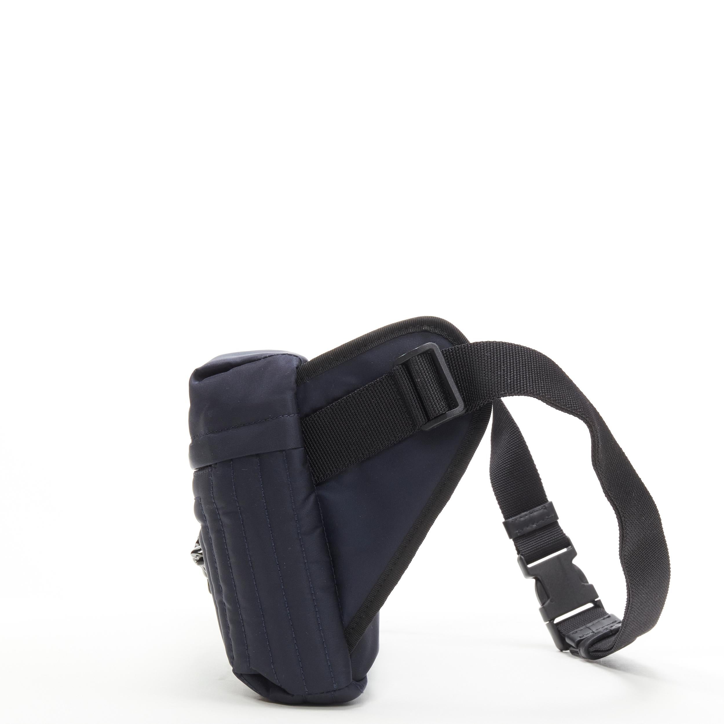 new VERSACE Palazzo Medusa navy nylon Greca stitch pocket crossbody belt bag In New Condition In Hong Kong, NT