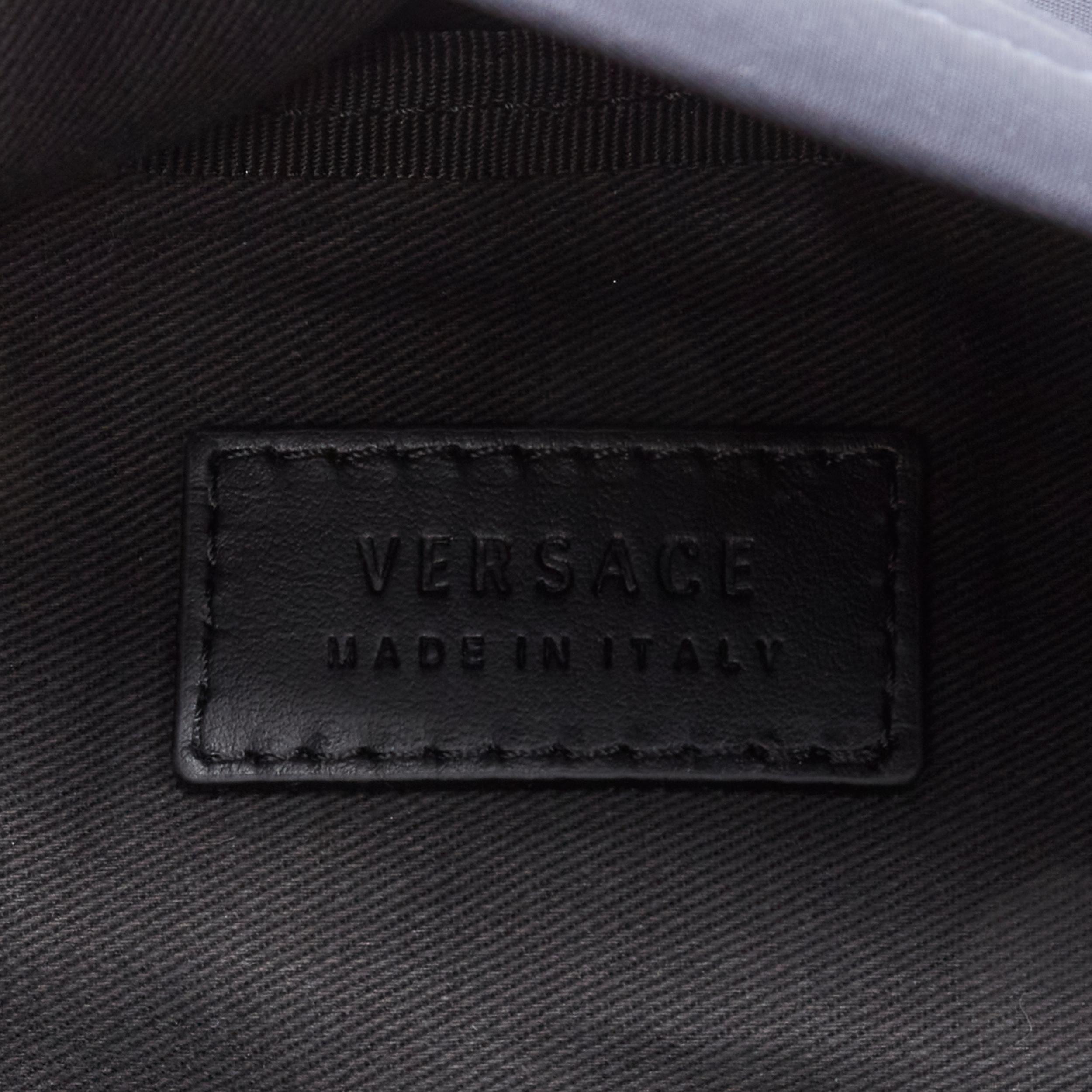 Men's new VERSACE Palazzo Medusa navy nylon Greca stitch pocket crossbody belt bag