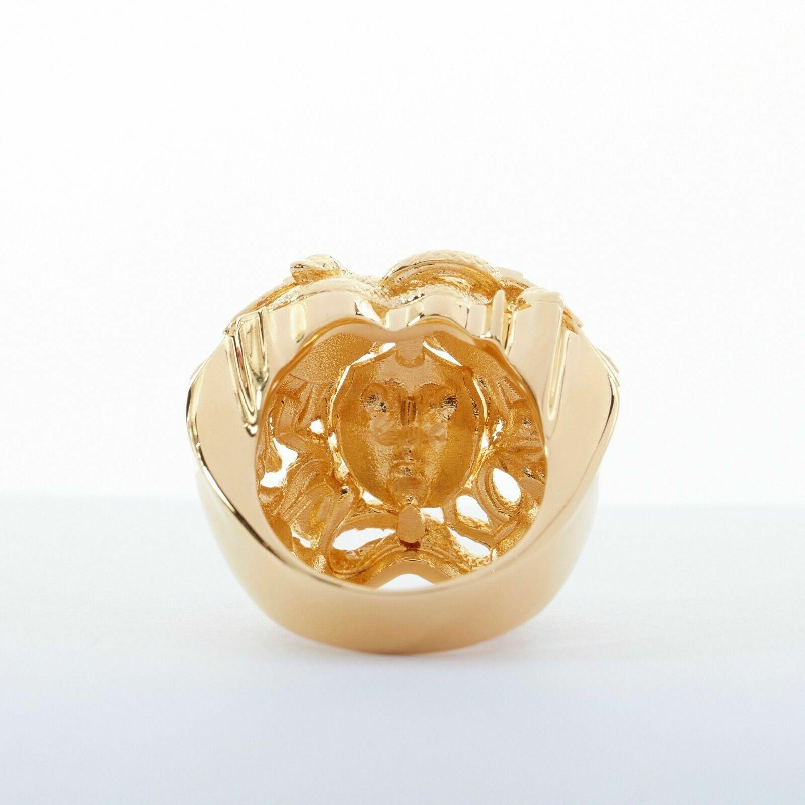 Women's new VERSACE Palazzo Medusa snake head gold plated large cocktail ring 8.75