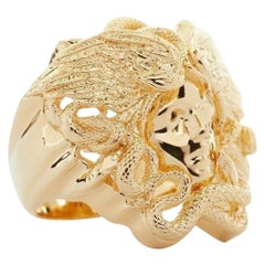 nouveau VERSACE Palazzo Medusa tête de serpent plaqué or grande bague cocktail 8.75