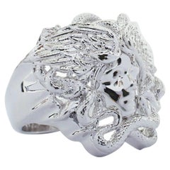 new VERSACE Palazzo Medusa snake head silver large statement cocktail ring 7.75