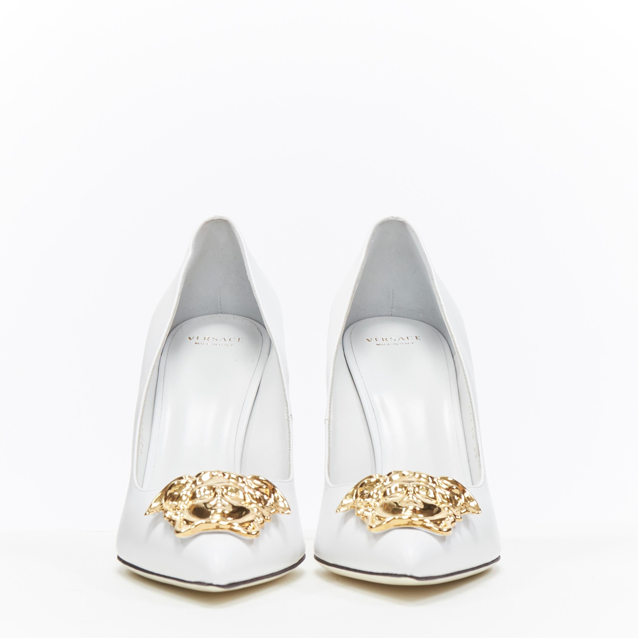 white versace heels