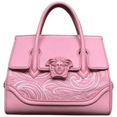 Versace - Petit sac porté épaule Palazzo Empire en cuir rose avec broderie Méduse:: état neuf