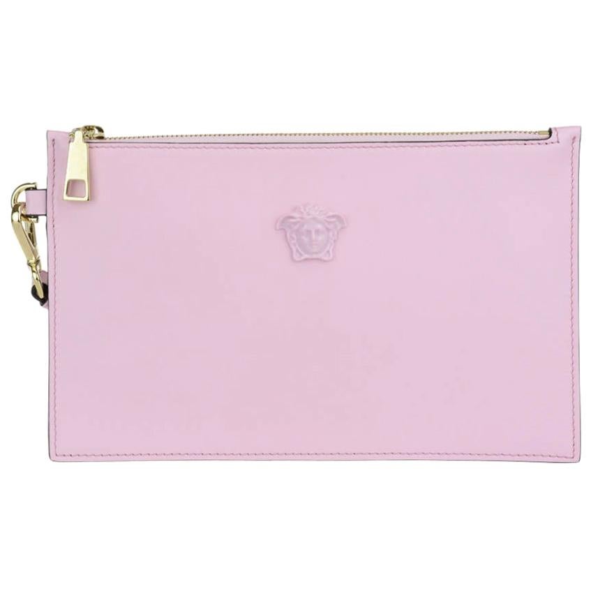 New Versace Palazzo Small Pouch Clutch Bag in Lilac Patent Leather