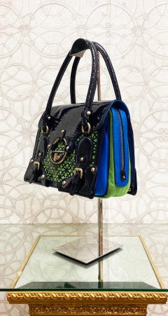 New VERSACE PERFORATED PATENT LEATHER BAG