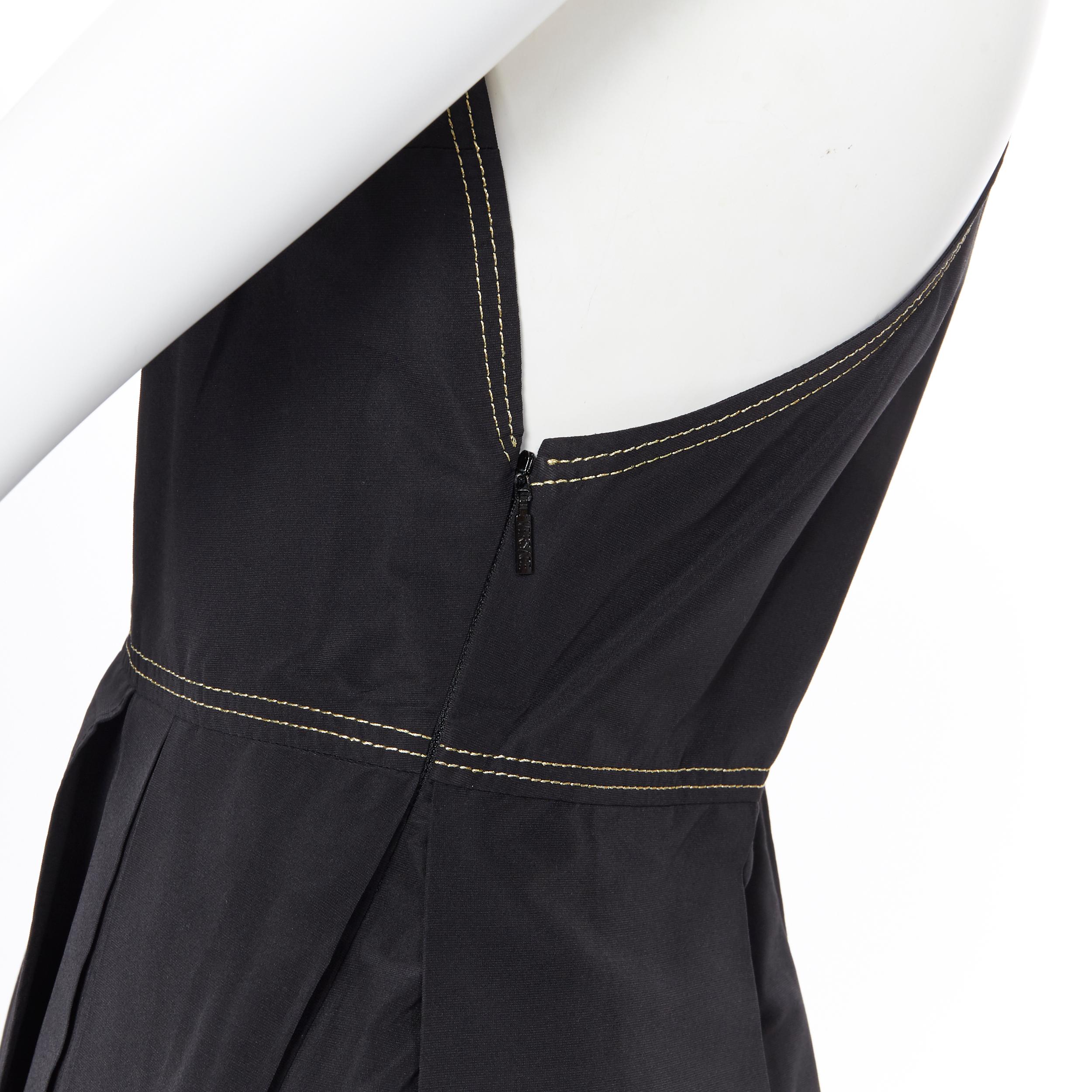 new VERSACE PF18 Runway black gold baroque flared skirt suspender dress IT40 5