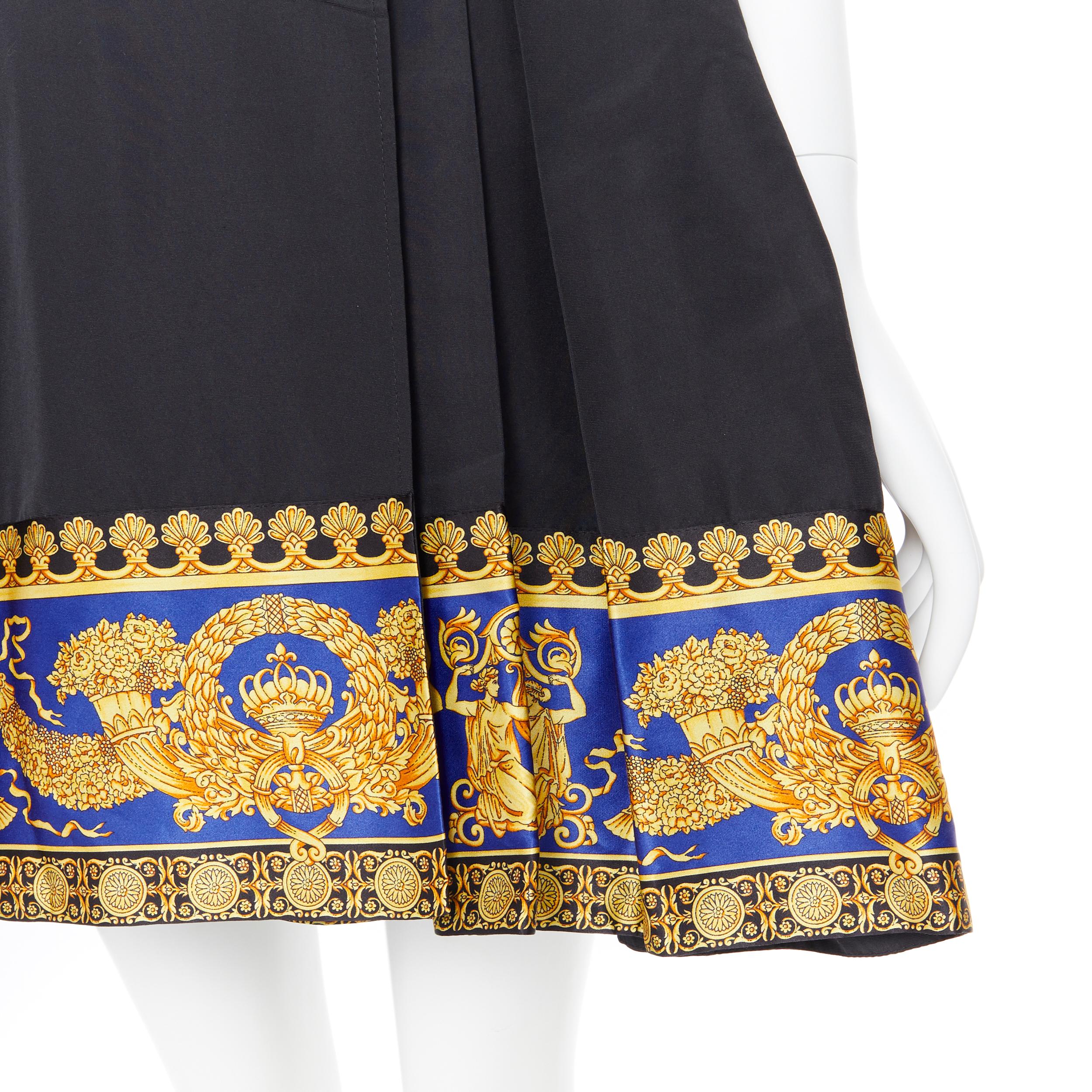 new VERSACE PF18 Runway black gold baroque flared skirt suspender dress IT40 6