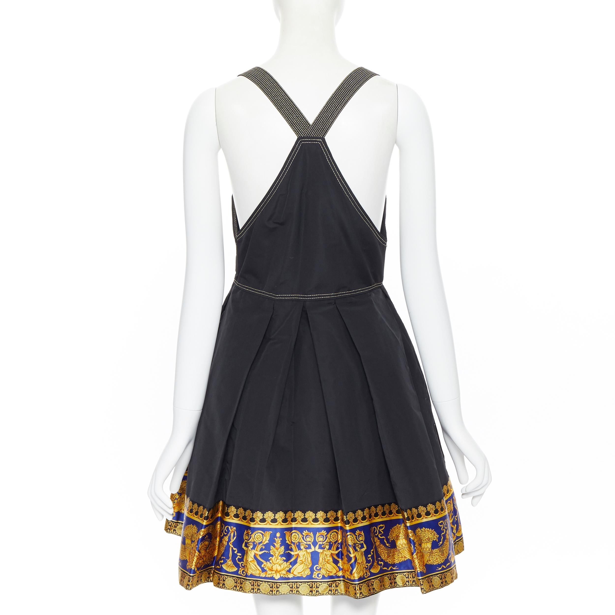 new VERSACE PF18 Runway black gold baroque flared skirt suspender dress IT40 1