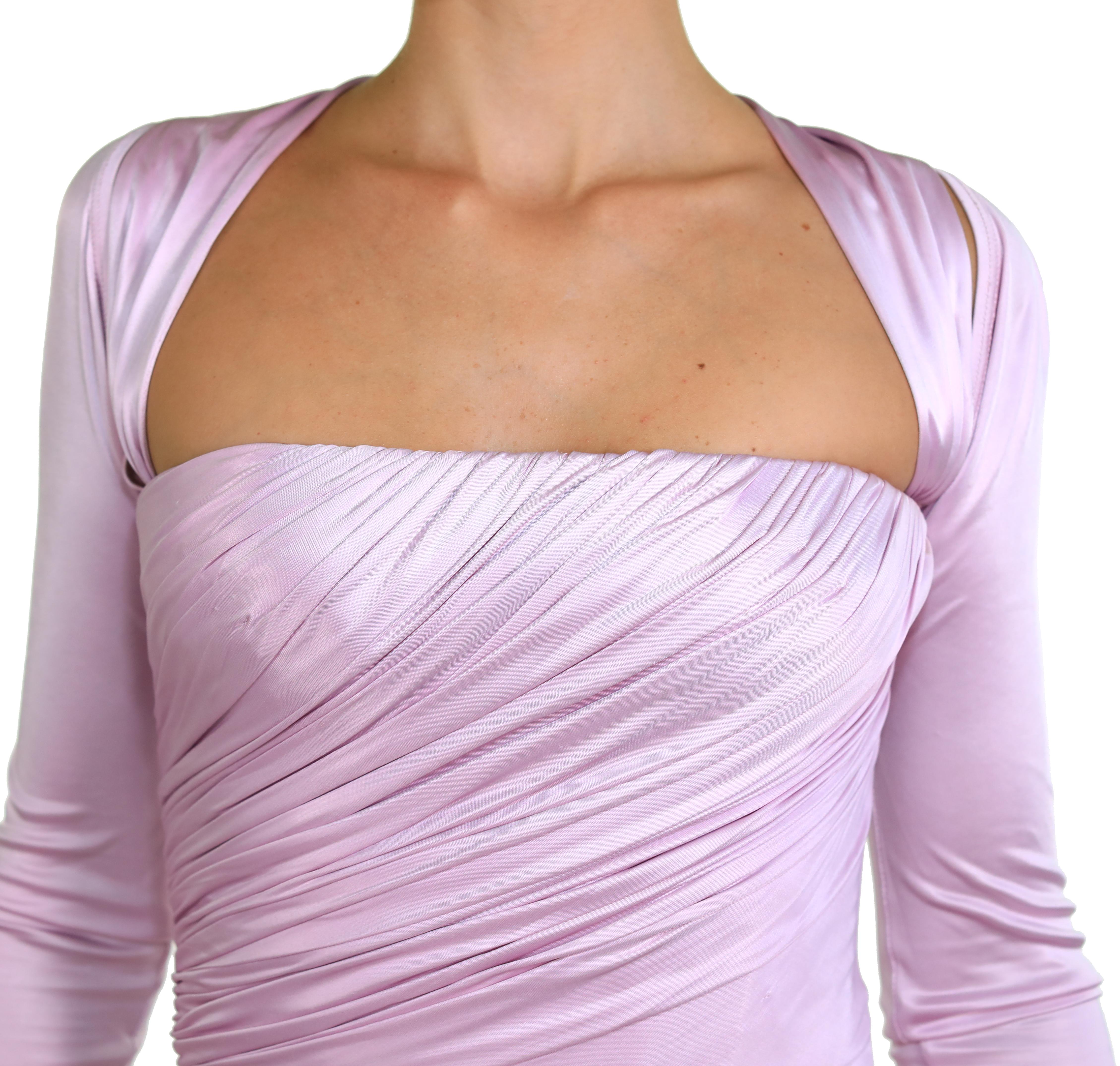 Women's New Versace Pink Long-Sleeve Stretch-Jersey Gown 38