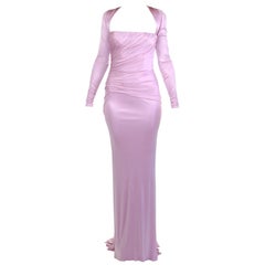 New Versace Pink Long-Sleeve Stretch-Jersey Gown 38