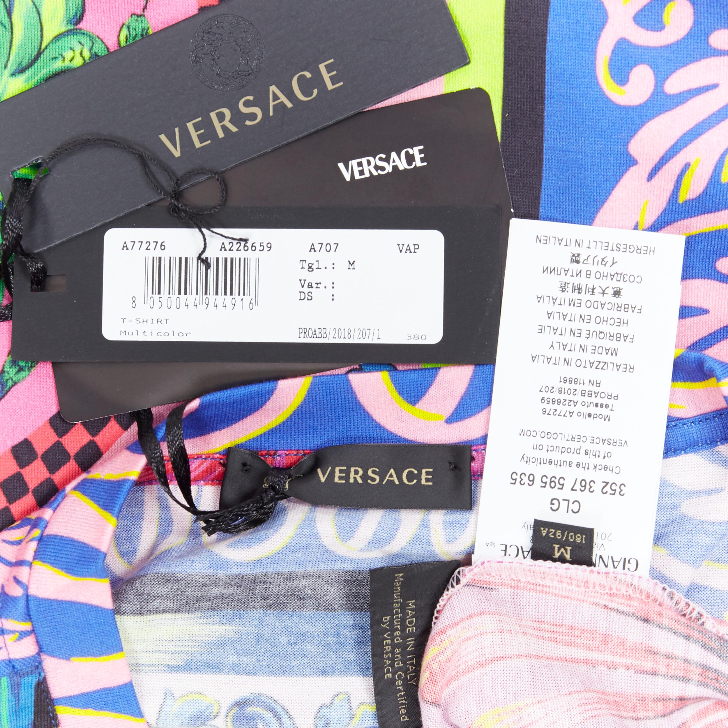 new VERSACE  Pop Foulard 100% cotton neon Medusa graphic print t-shirt top M 5