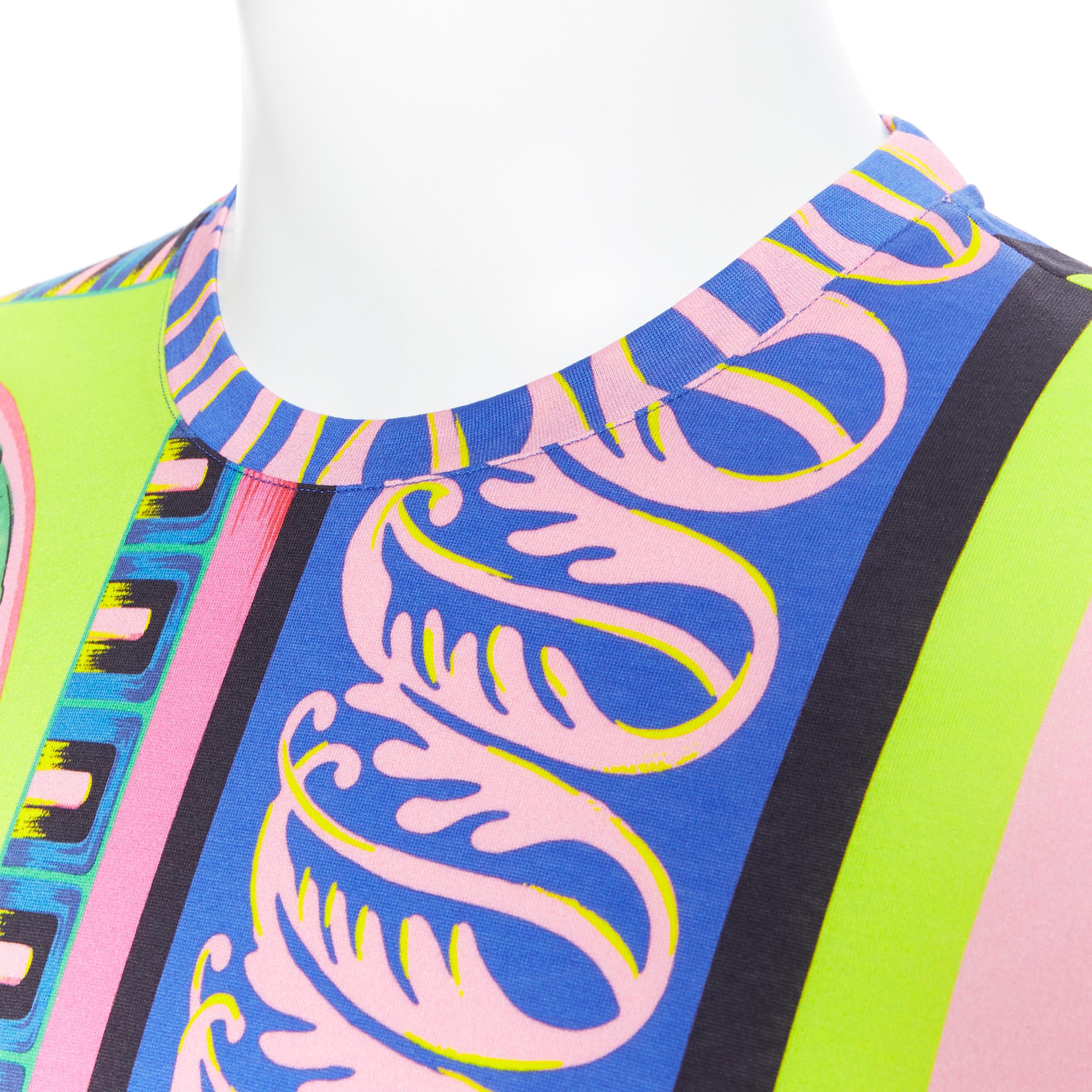 new VERSACE  Pop Foulard 100% cotton neon Medusa graphic print t-shirt top M 1