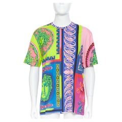 new VERSACE Pop Foulard neon Medusa cotton short sleeve tshirt top 3XL
