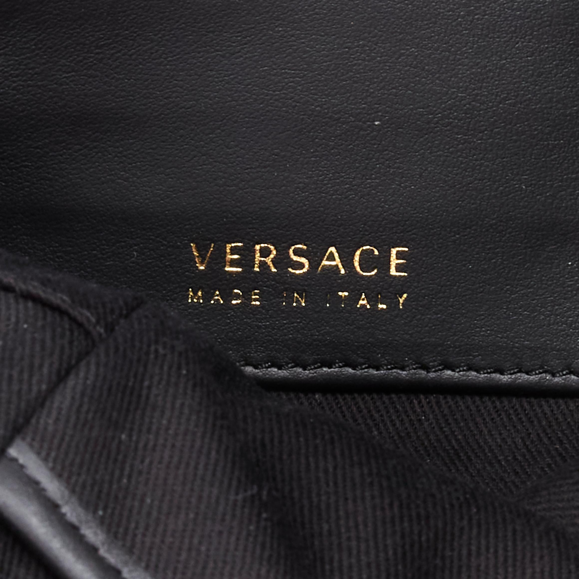 new VERSACE Pop Medusa black yellow leather Greca nylon crossbody messenger bag 4