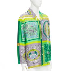 new VERSACE Pop Mosaic Barocco green purple silk pajama shirt IT1 S
