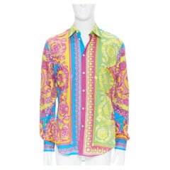 new VERSACE Pop Neon Barocco Technicolor baroque print cotton shirt EU37 XS