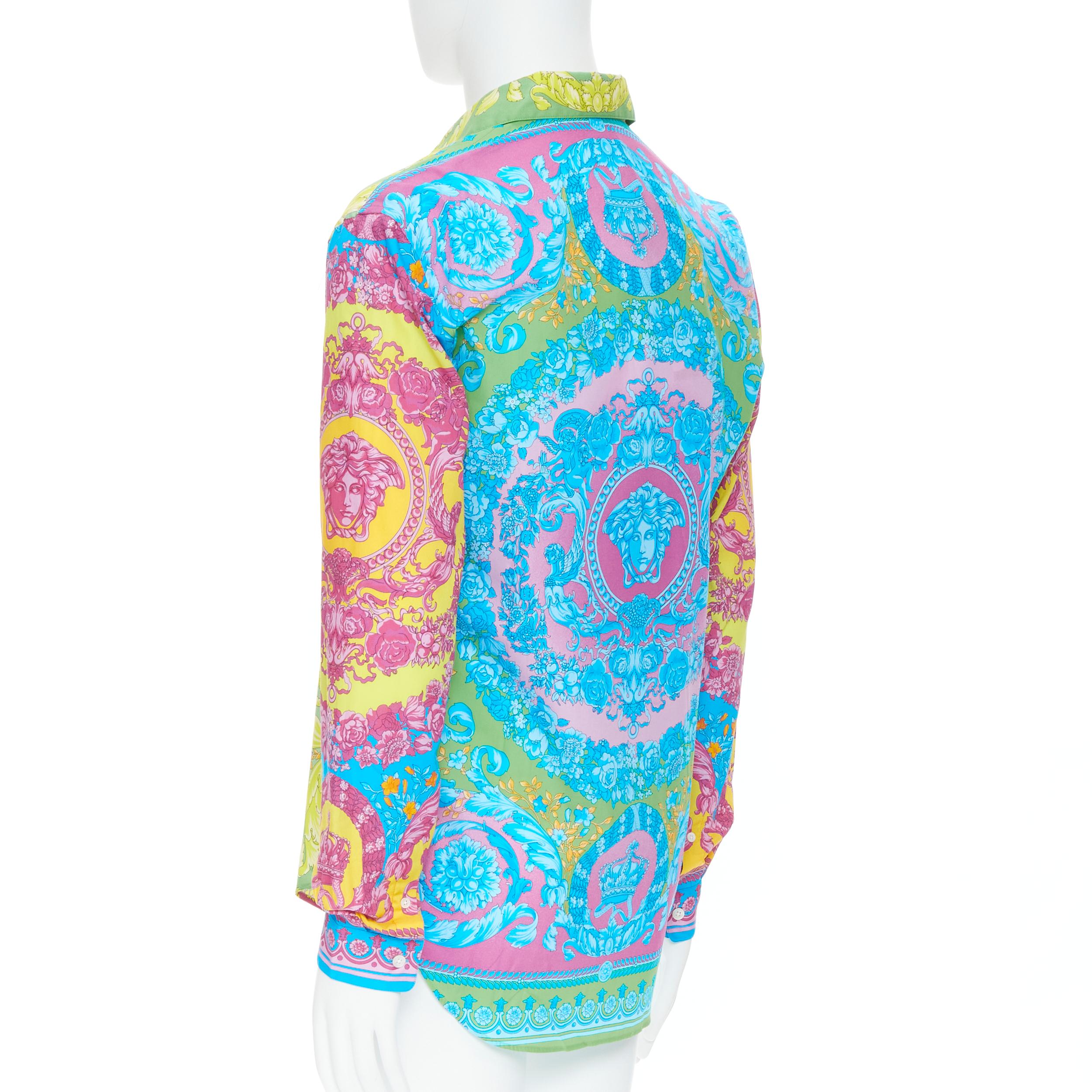 VERSACE Chemise en coton imprimé baroque pop-neon baroque technique, EU38 S, neuve Neuf à Hong Kong, NT