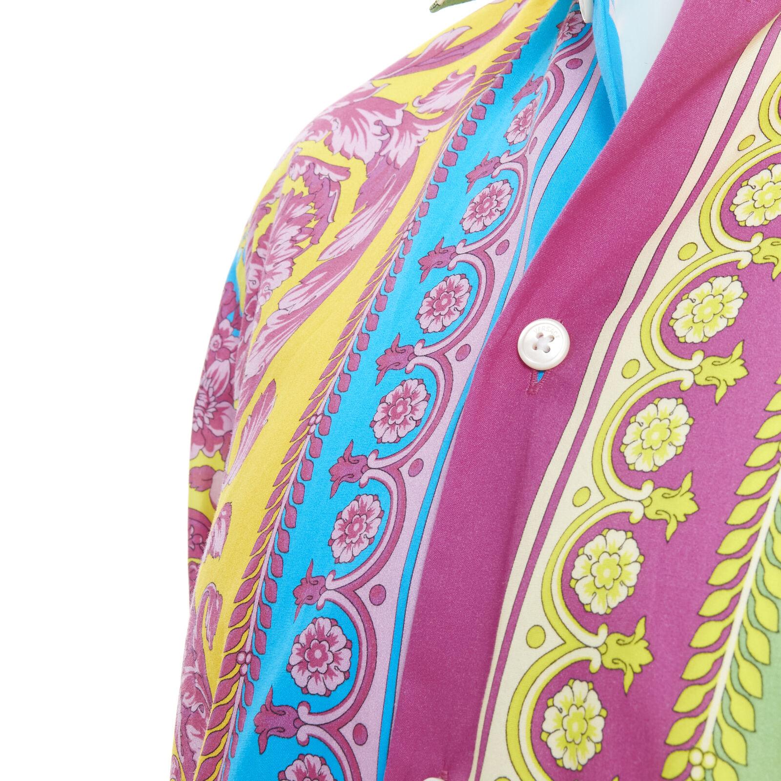 Neues VERSACE Pop Neon Barocco Technicolor Baumwollhemd mit Barockdruck EU38 S im Angebot 1
