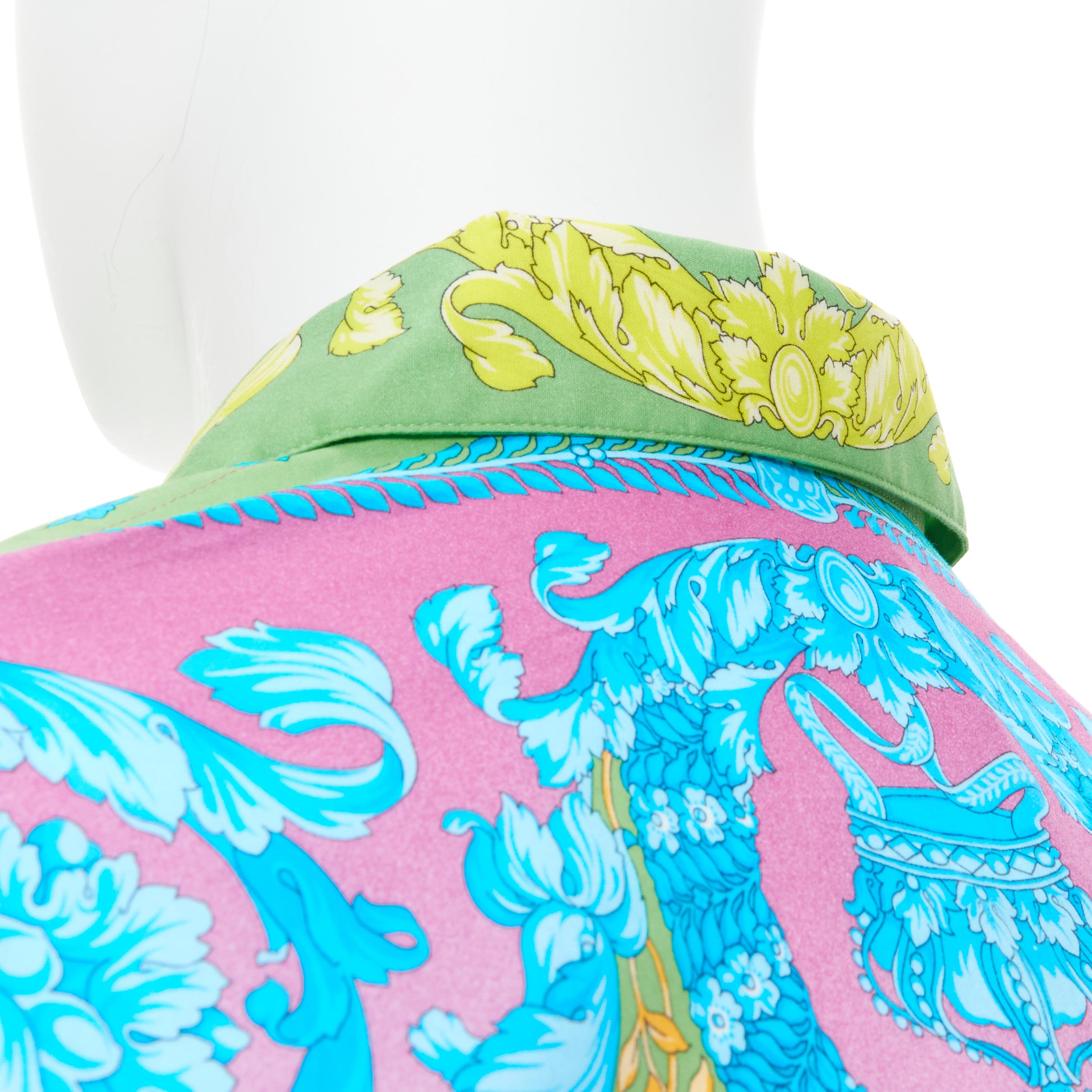 VERSACE Chemise en coton imprimé baroque pop-neon baroque technique, EU38 S, neuve 1