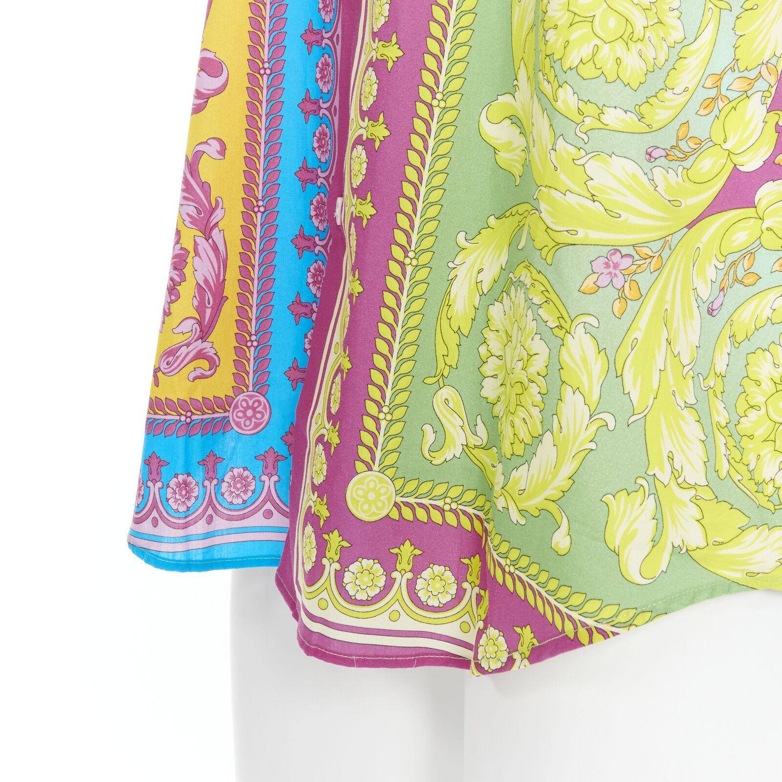 new VERSACE Pop Neon Barocco Technicolor baroque print cotton shirt EU38 S For Sale 3