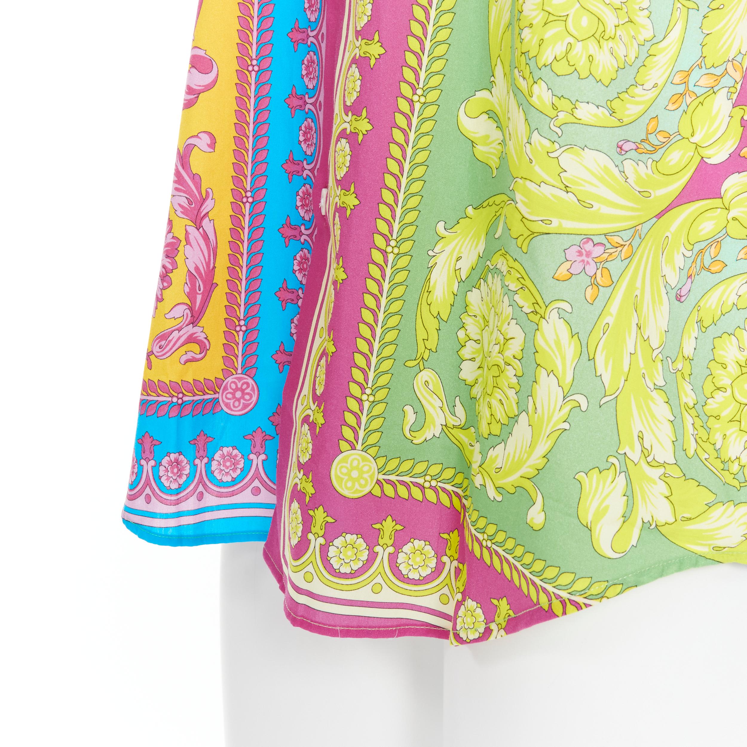 VERSACE Chemise en coton imprimé baroque pop-neon baroque technique, EU38 S, neuve 3
