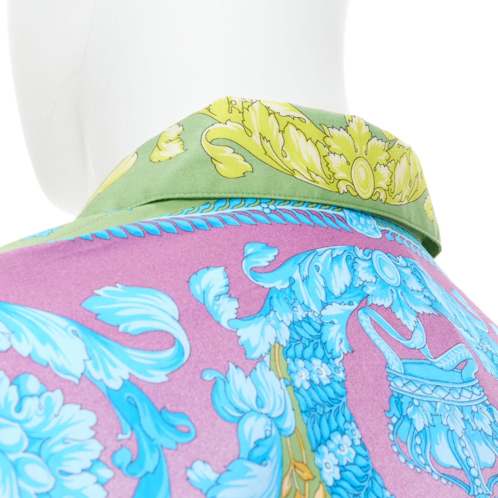 Neues VERSACE Pop Neon Barocco Technicolor Baumwollhemd mit Barockdruck EU38 S im Angebot 4
