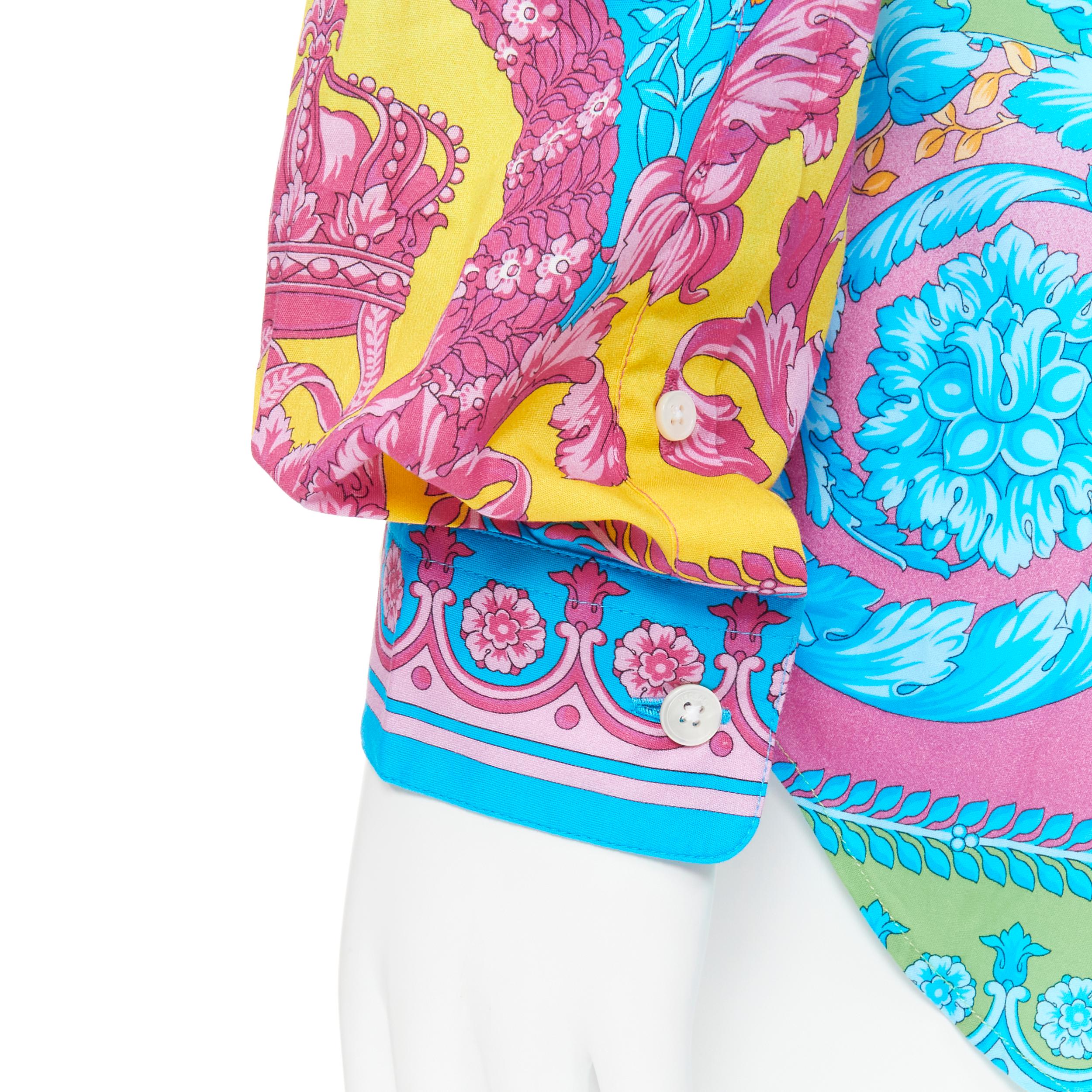 new VERSACE Pop Neon Barocco Technicolor baroque print cotton shirt EU39 M 3