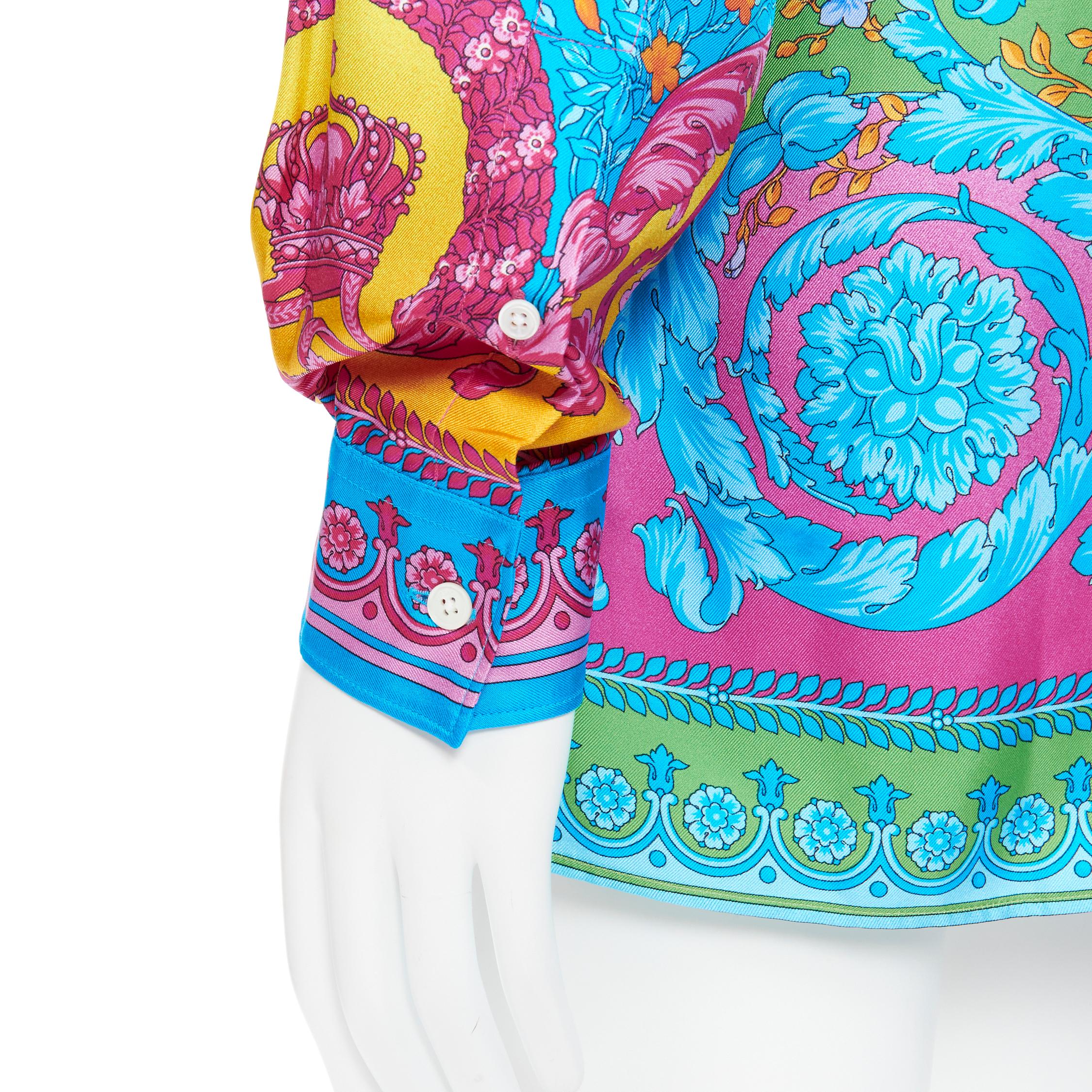 new VERSACE Pop Neon Barocco Technicolor baroque print silk shirt EU37 XS 1