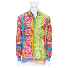 new VERSACE Pop Neon Barocco Technicolor baroque print silk shirt EU37 XS