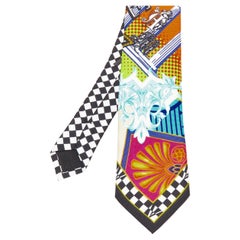 new VERSACE Pop Temple Vintage Tribute print silk tie ICR7001 A236195 A7000