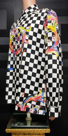 new VERSACE PRINTED 100% SILK SHIRT size 48, 50, 52, 54, 56