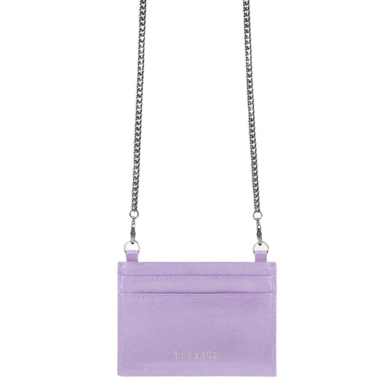 NEW Versace Purple Virtus Nappa Quilted Leather Wallet Crossbody Bag