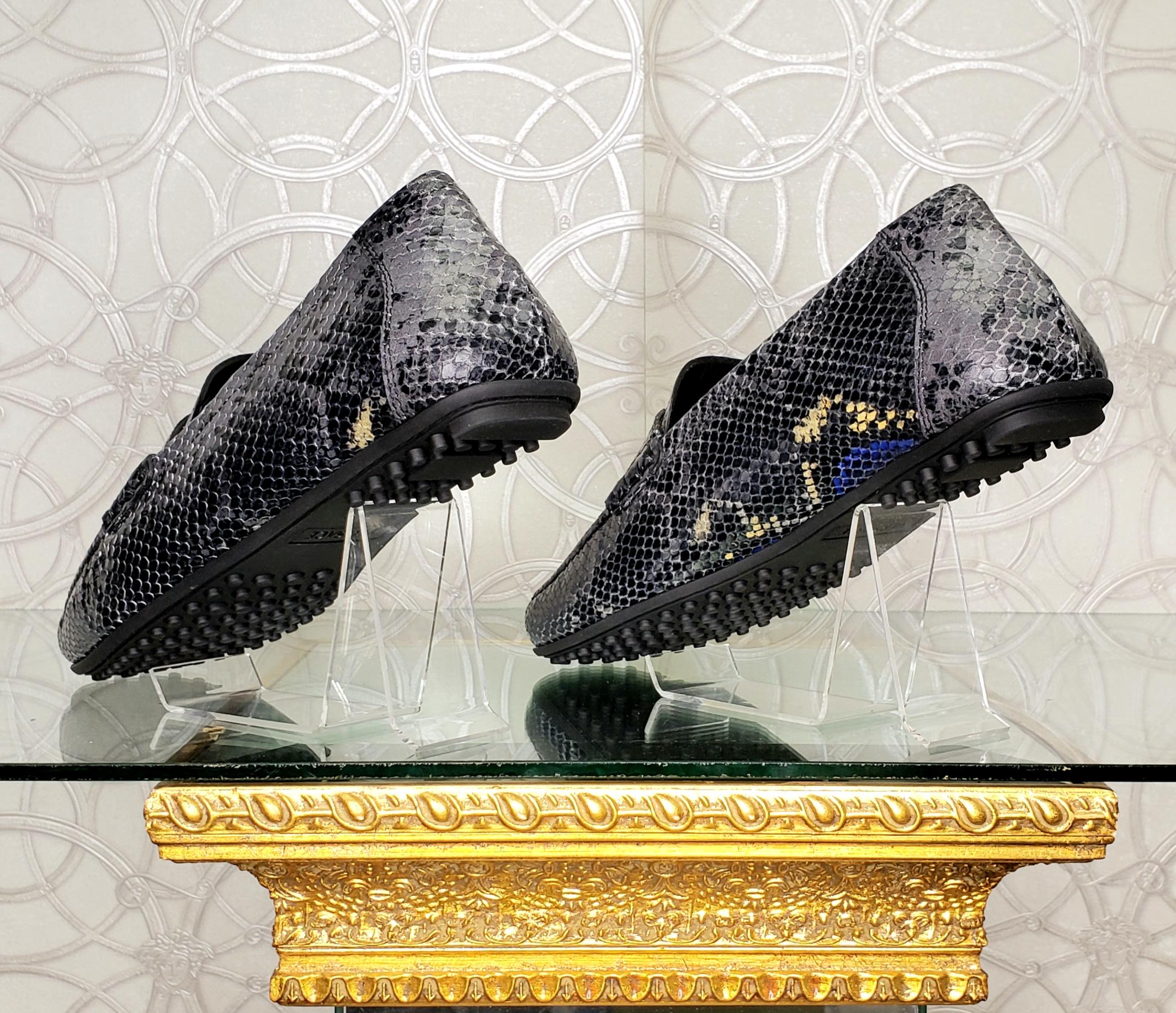Neu VERSACE PYTHON PRINT LEATHER LOAFERS 42.5 - 9.5 1