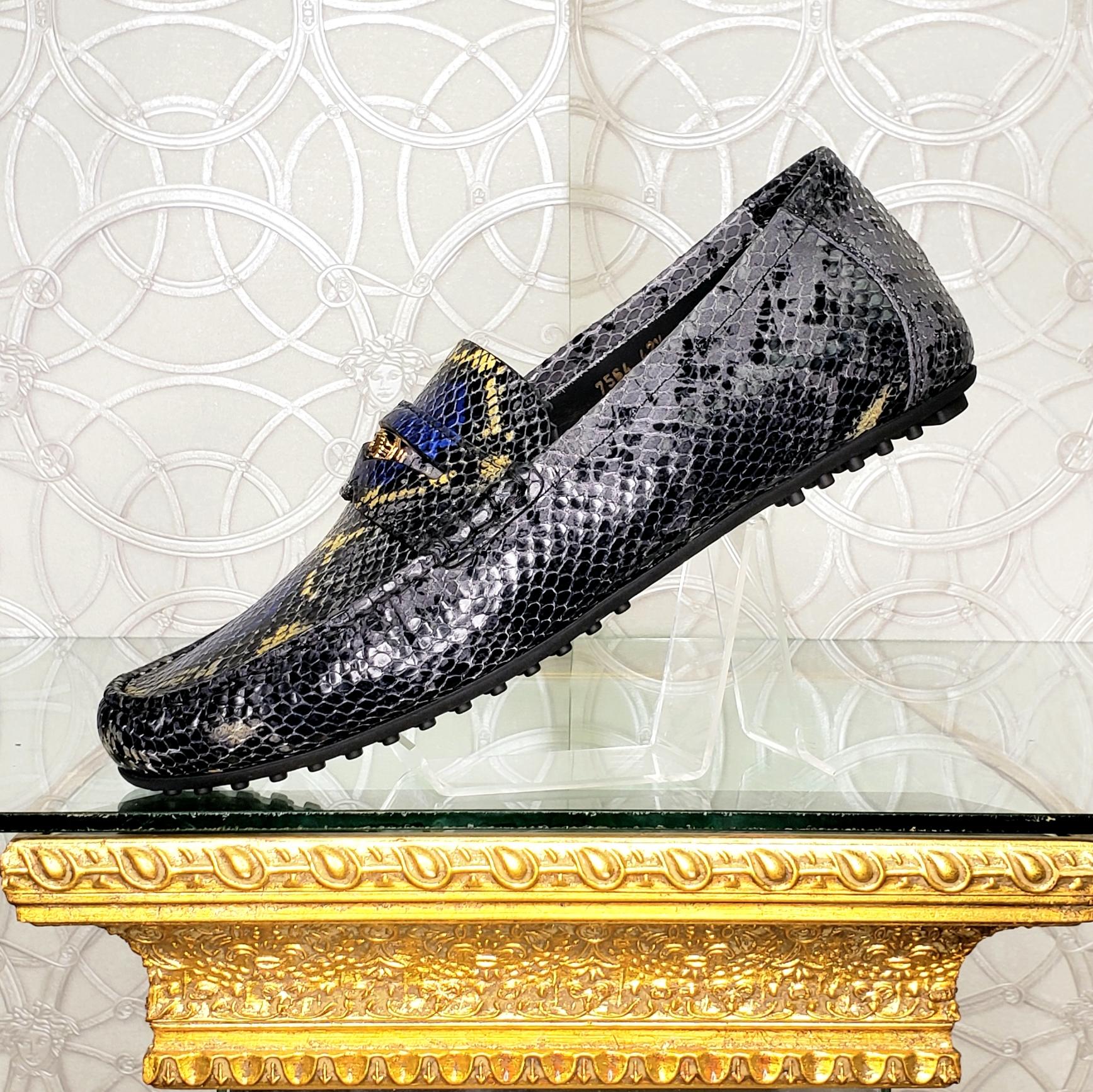 Neu VERSACE PYTHON PRINT LEATHER LOAFERS 42.5 - 9.5 2