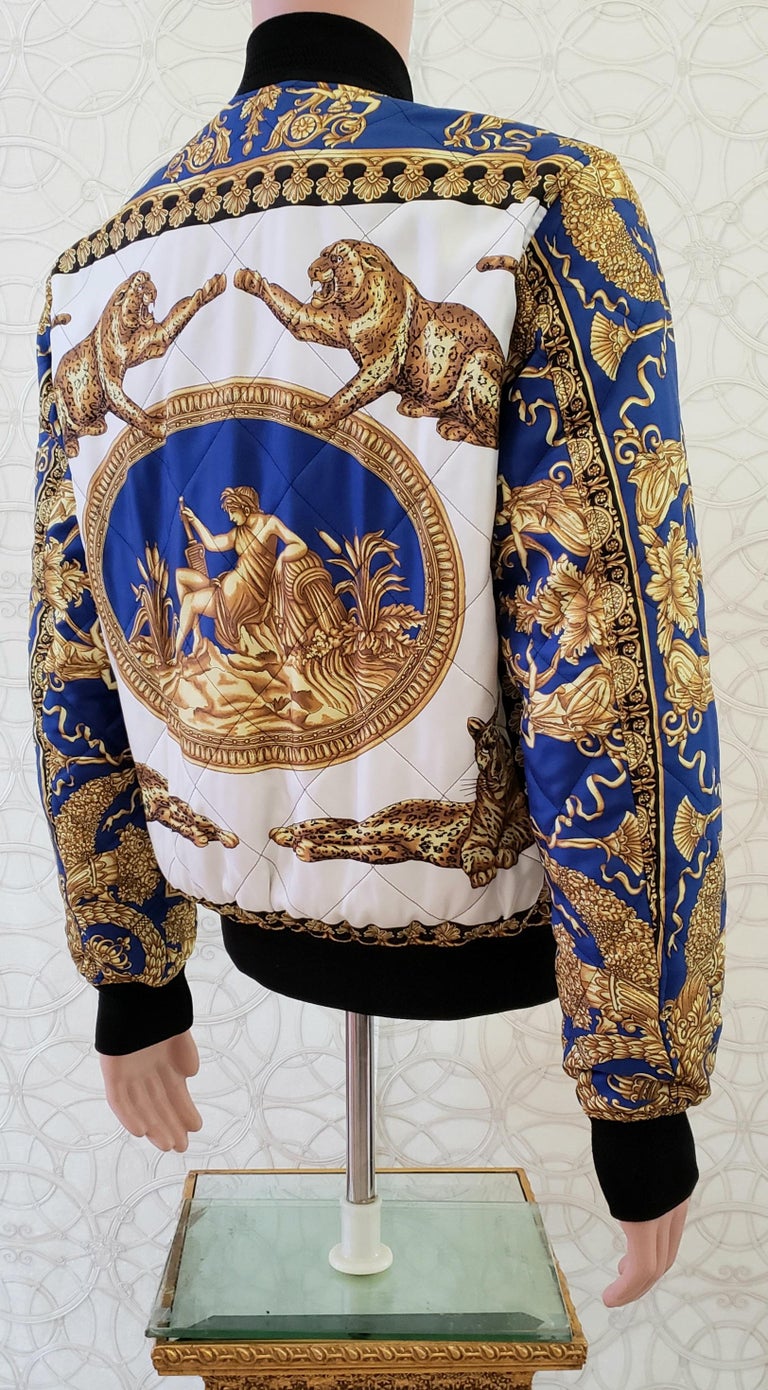 NEW VERSACE QUILTED SIKL BOMBER JACKET 2018 Spring COLLECTION For Sale at  1stDibs
