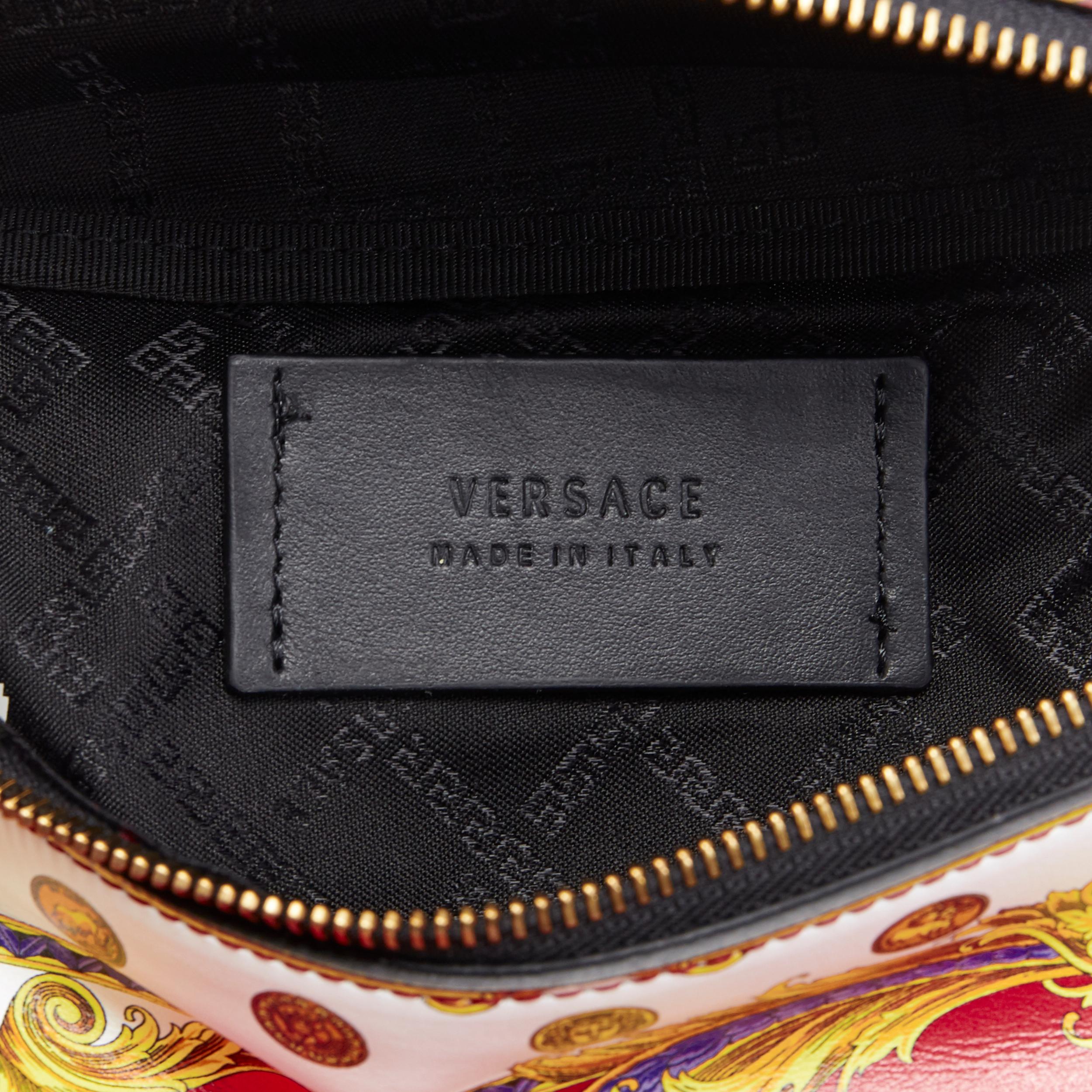 new VERSACE Rare Pig Medusa Medallion coin baroque print leather waist belt bag 6