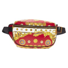 new VERSACE Rare Pig Medusa Medallion coin baroque print leather waist belt bag