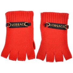 NEW VERSACE RED 100% CASHMERE GLOVES for MEN 