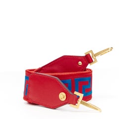 new VERSACE red blue Greca embroidered Medusa stud shoulder bag sport strap