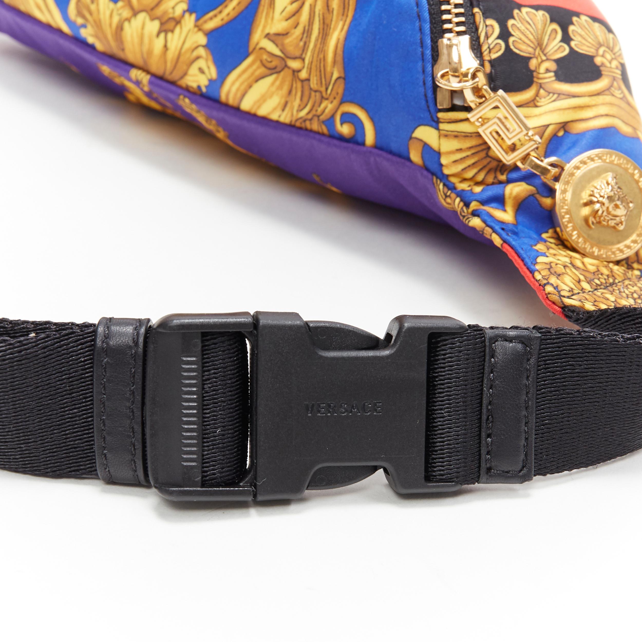 new VERSACE Red Leopard baroque printed cotton Medusa charm zip waist belt bag 3