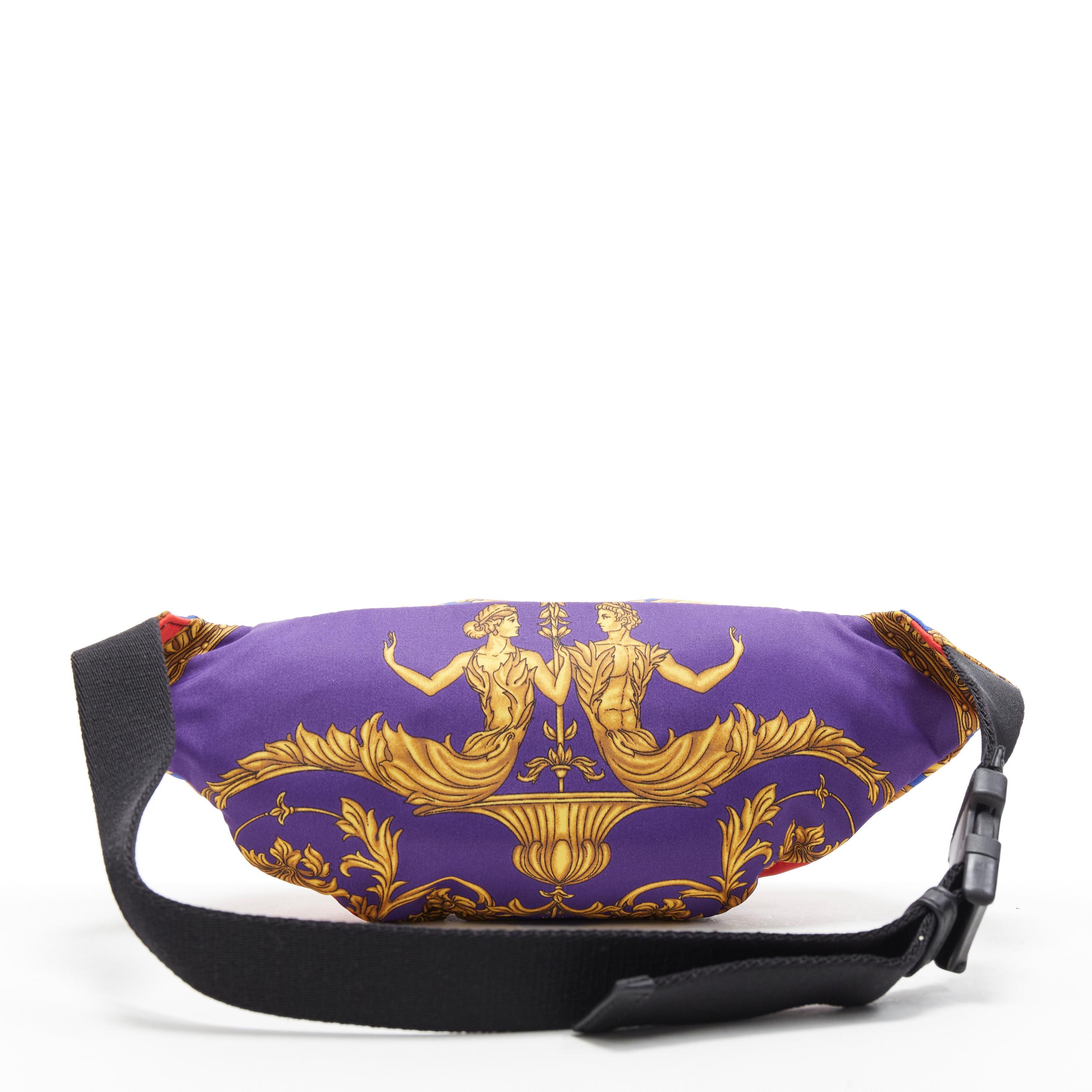 Brown new VERSACE Red Leopard baroque printed cotton Medusa charm zip waist belt bag