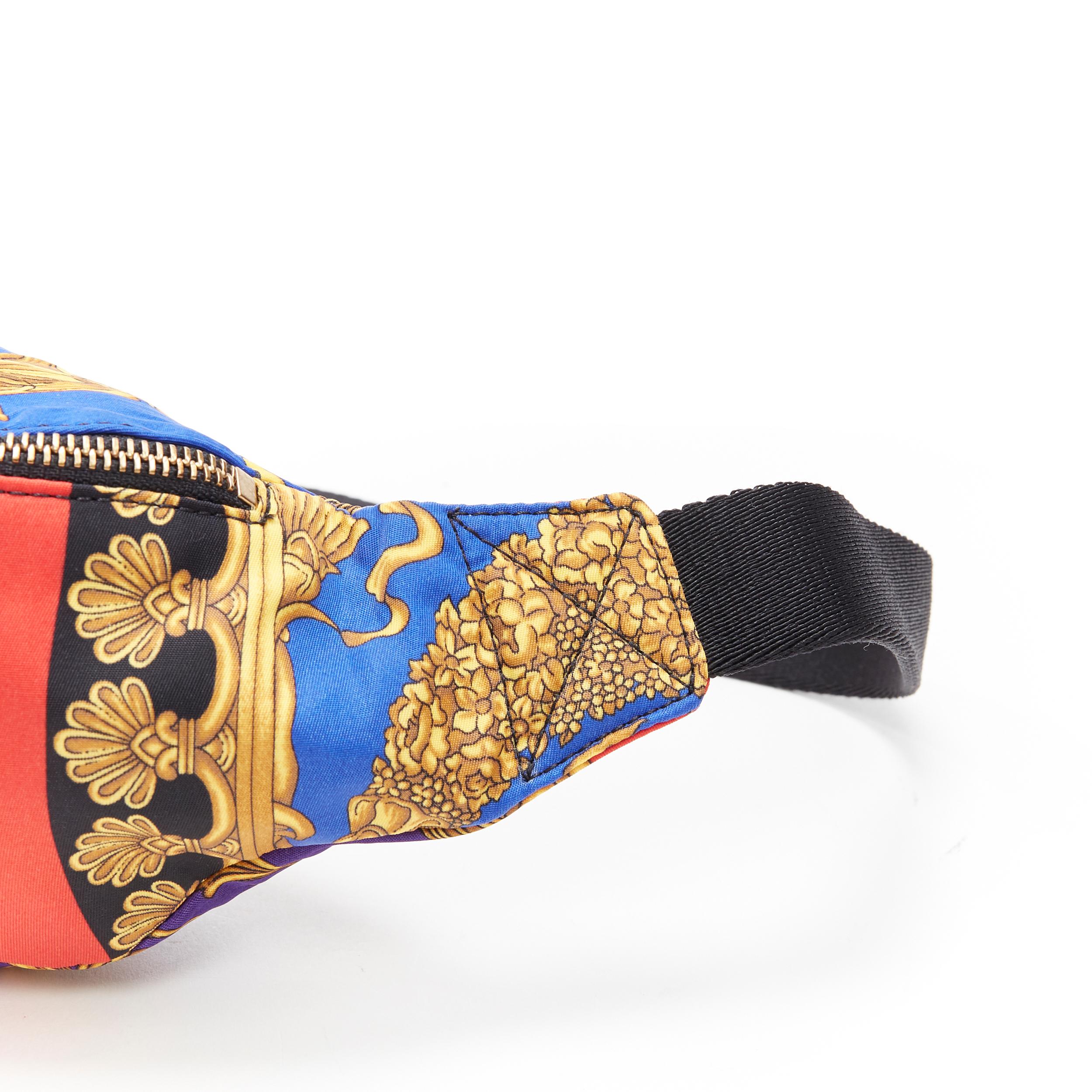 new VERSACE Red Leopard baroque printed cotton Medusa charm zip waist belt bag 1