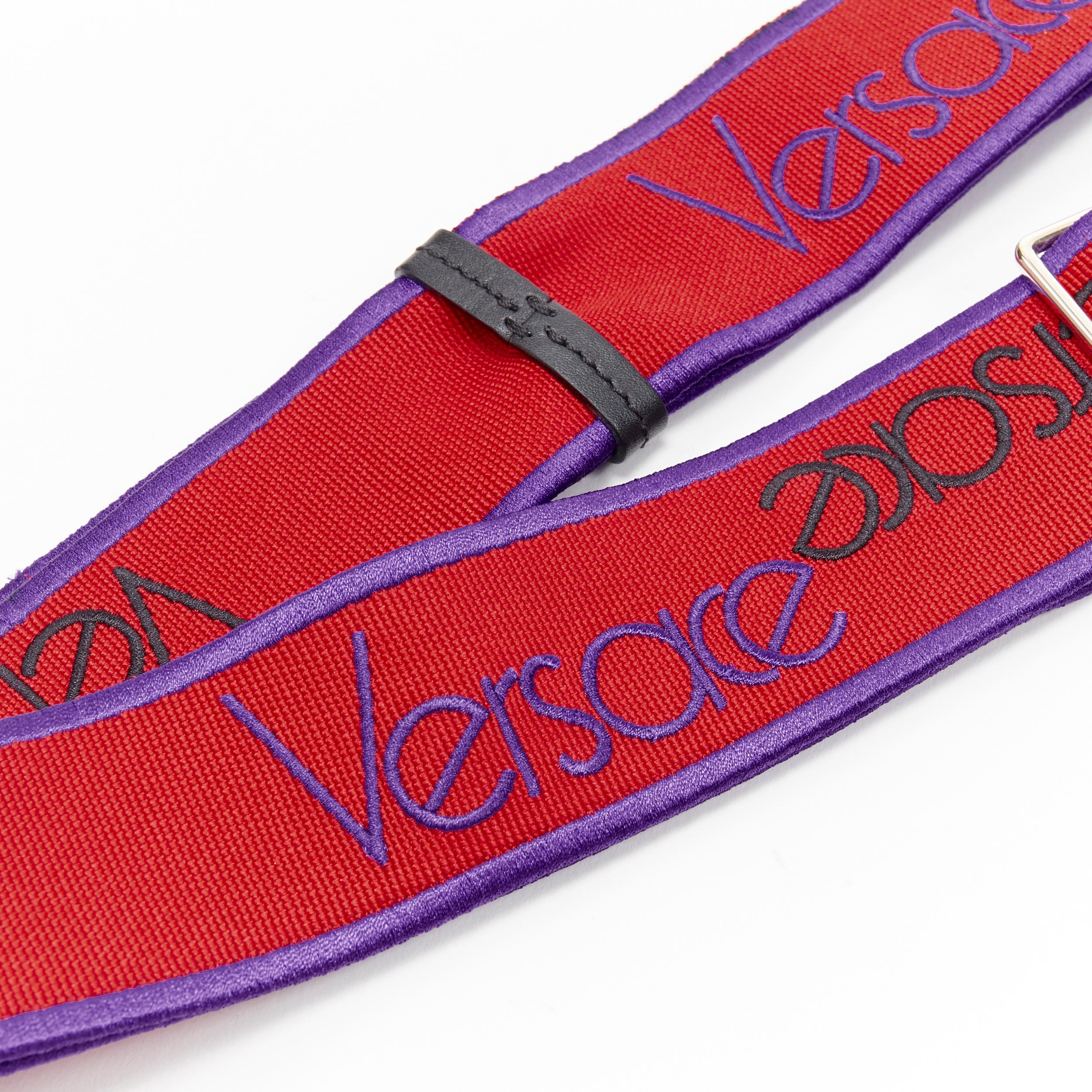 Red new VERSACE red purple 90's logo embroidered adjustable shoulder bag sport strap