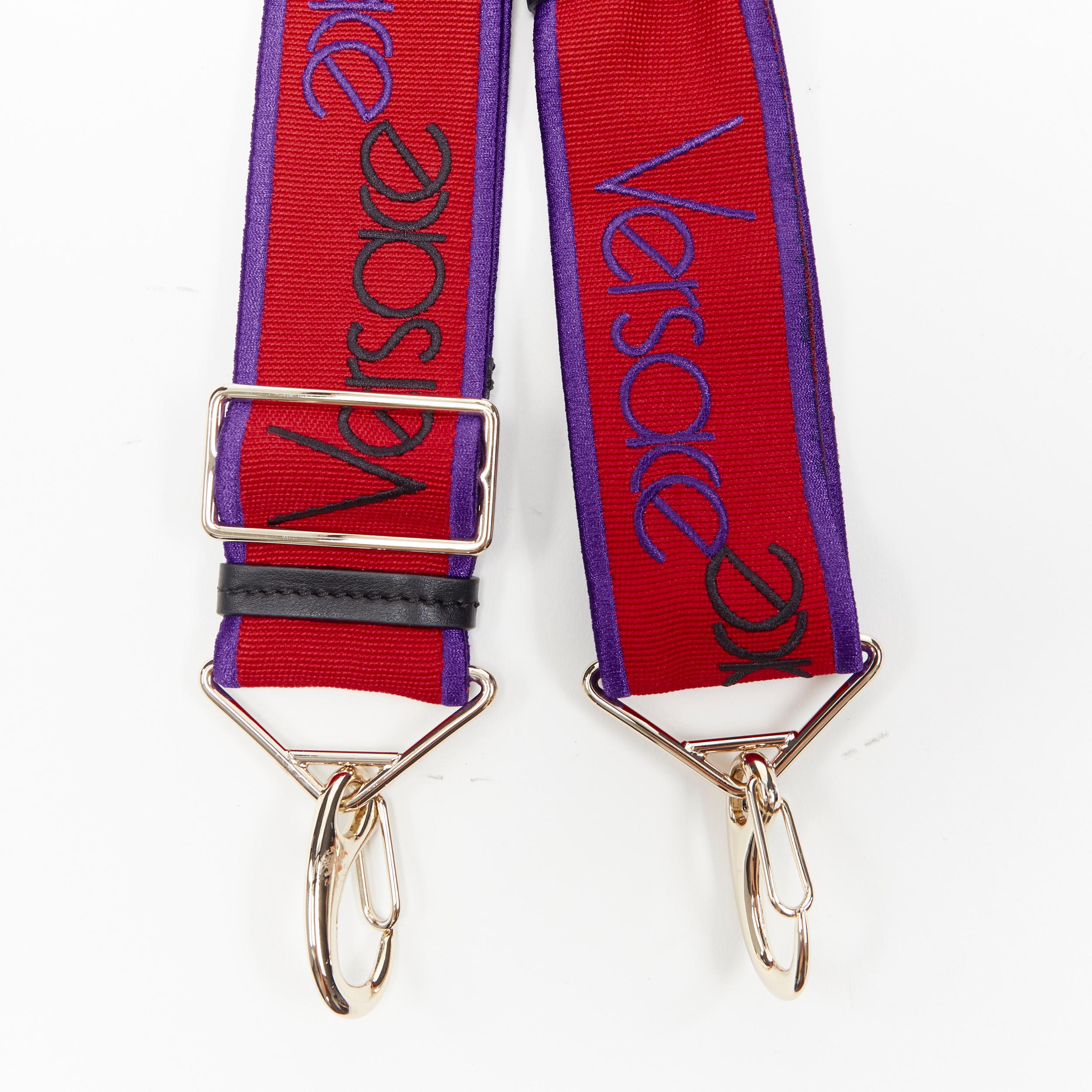 new VERSACE red purple 90's logo embroidered adjustable shoulder bag sport strap In New Condition In Hong Kong, NT