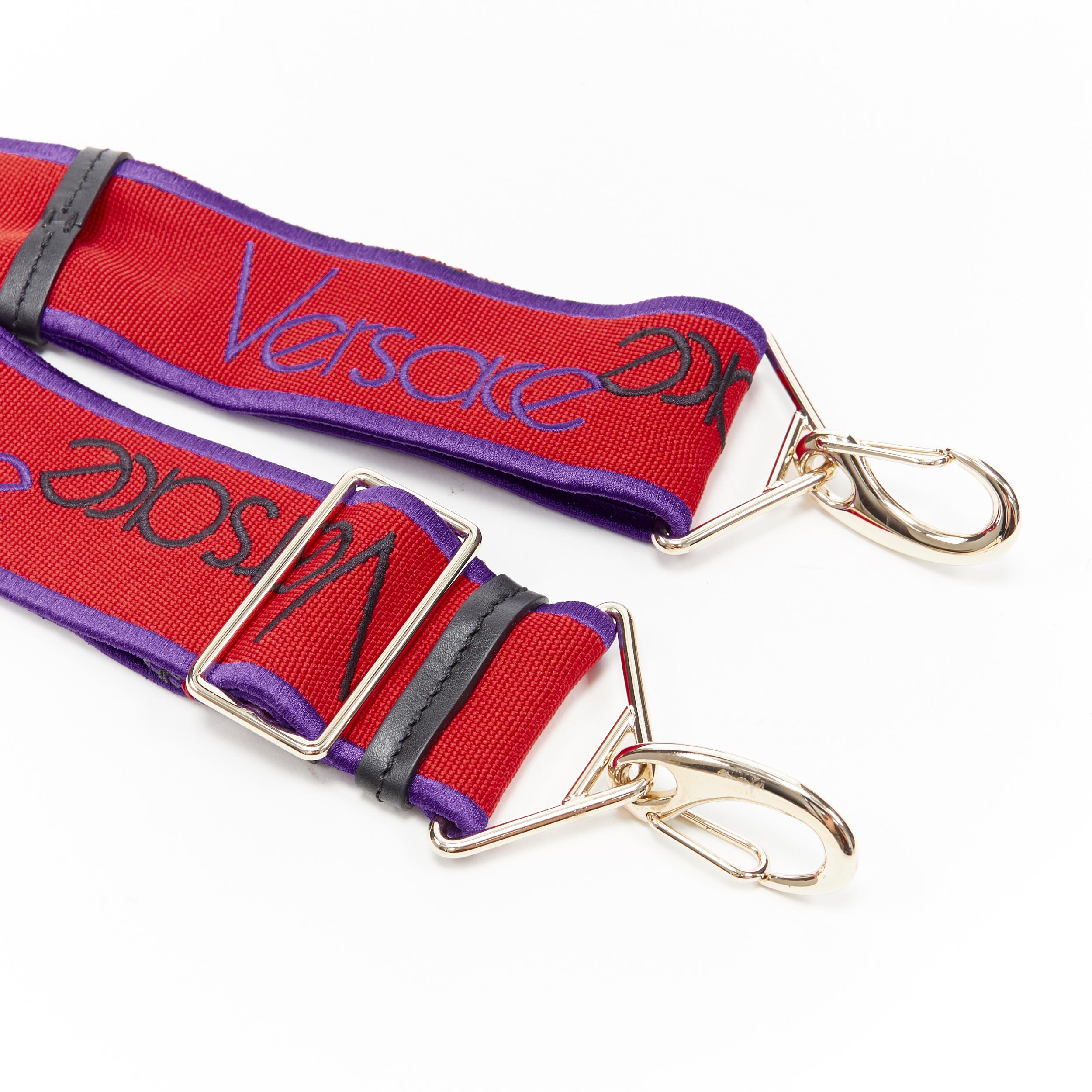 Women's or Men's new VERSACE red purple 90's logo embroidered adjustable shoulder bag sport strap