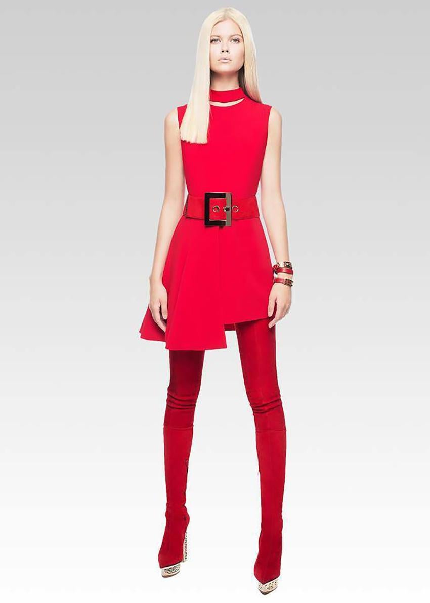 New VERSACE RED SILK LINING DRESS with BELT 2