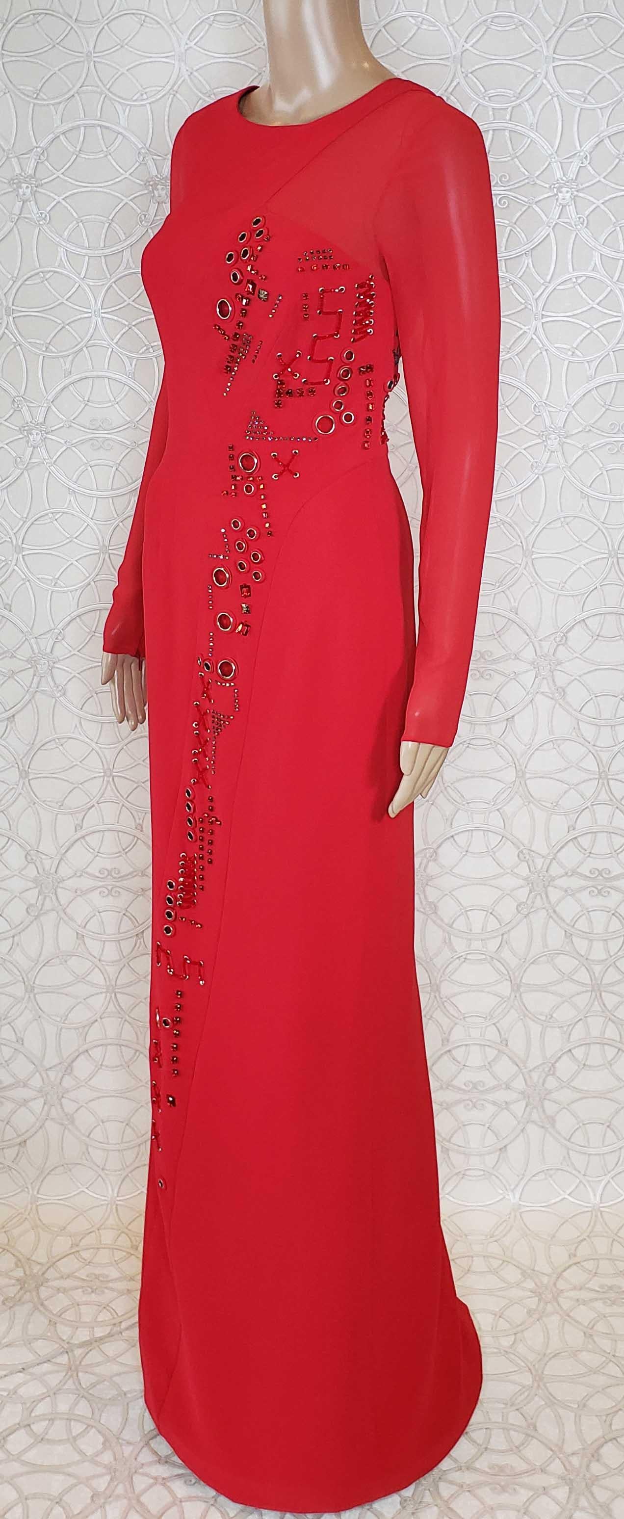 red embellished gown