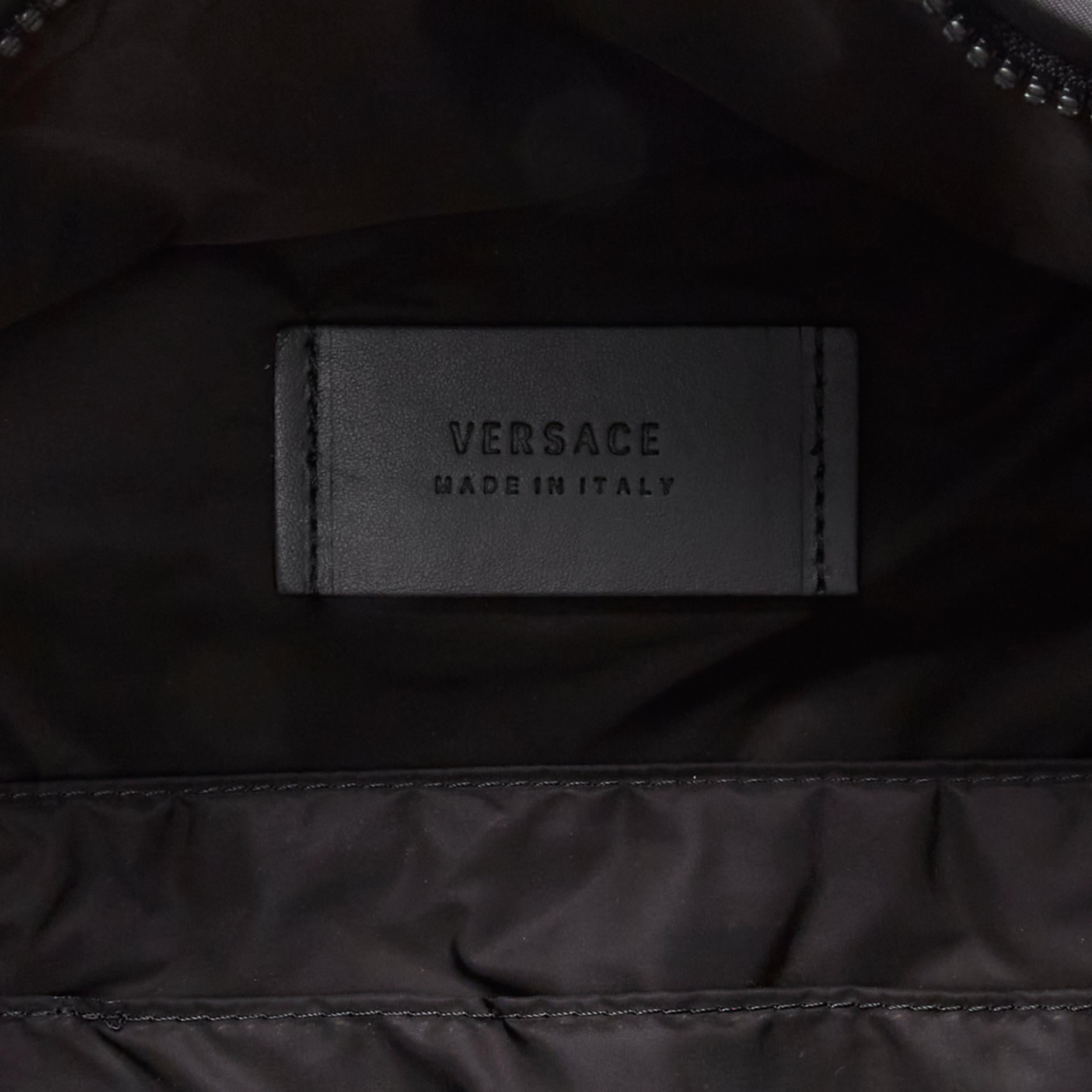 new VERSACE Reflective Logo black nylon blue Greca nylon strap backpack 5