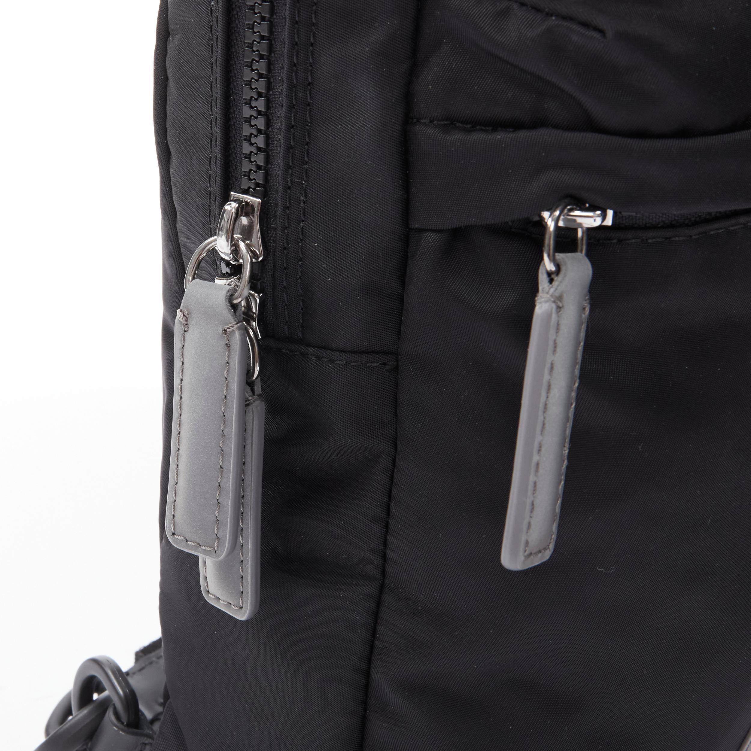 new VERSACE reflective logo black nylon Greca single strap small backpack  bag For Sale 2