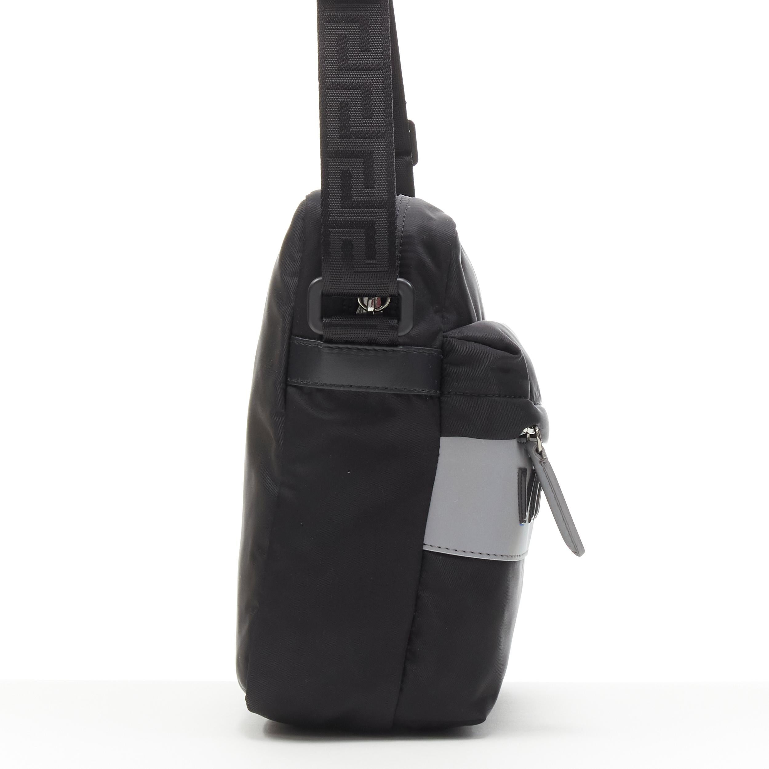 new VERSACE reflective logo black nylon Greca sports sling crossbody backpack In New Condition In Hong Kong, NT